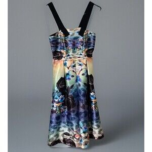 Mackenzie Mode Watercolor Dress Tea Length Size 4 Australian